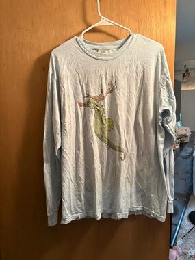 Light Blue Long-Sleeve Graphic Shirt - Sea Creature Print